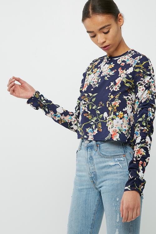 Ruched sleeve blouse