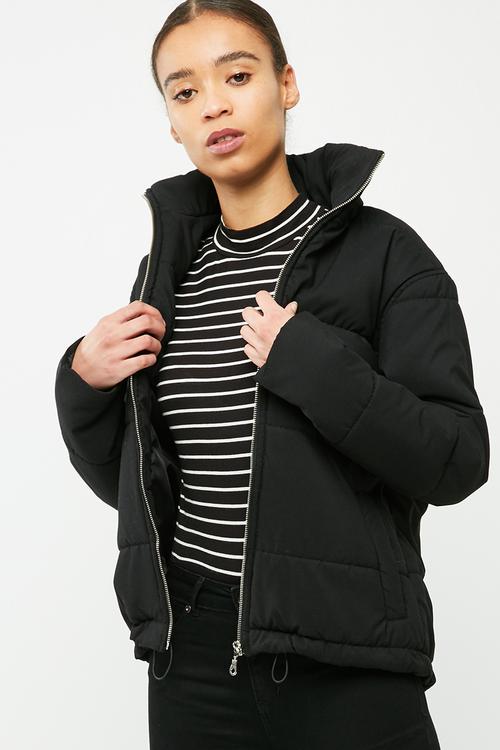 Puffer jacket with drawcord hem