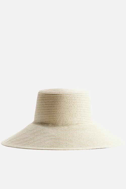 Sloping-brim straw hat - light beige