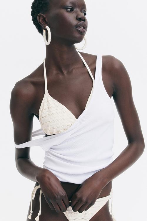 Padded triangle bikini top - cream