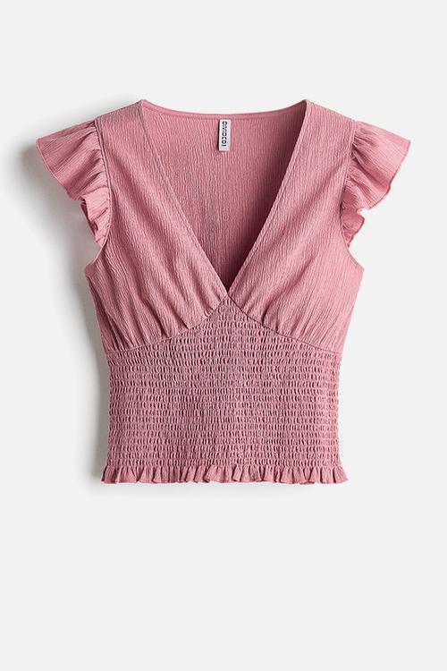 Textured jersey top - dusty pink