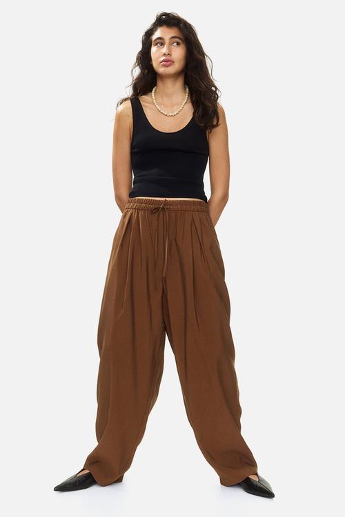 Barrel drawstring trousers - brown