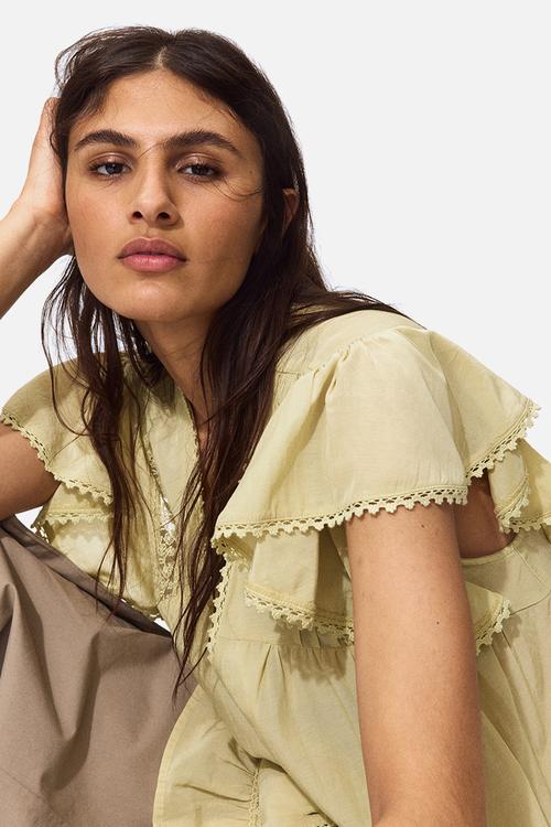 Lace-inset blouse - yellow