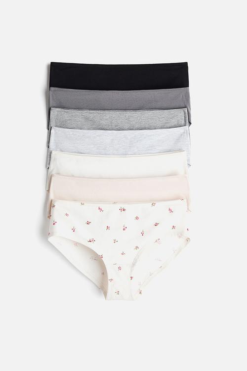 7-pack hipster briefs - grey marl/light beige floral