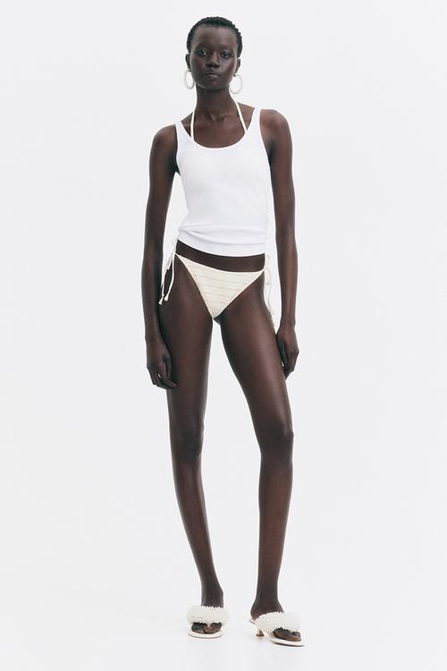 Tie tanga bikini bottoms - cream