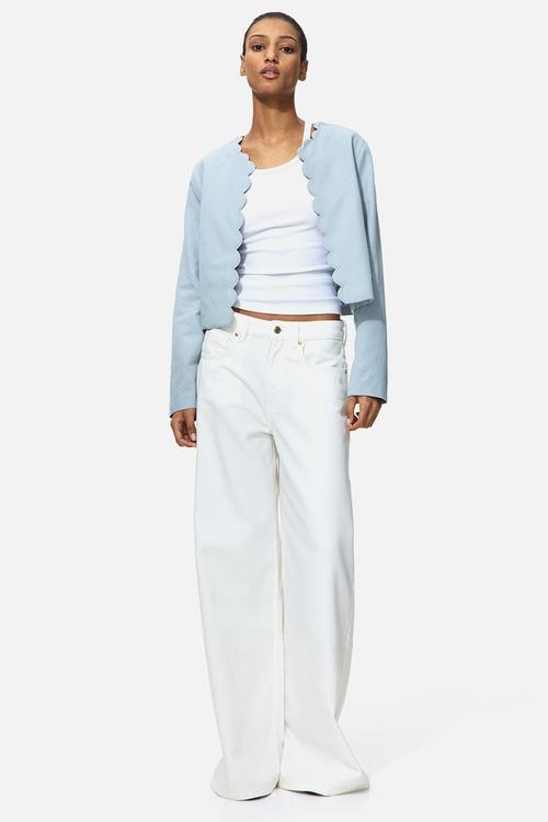 Scalloped-edge jacket - light dusty turquoise