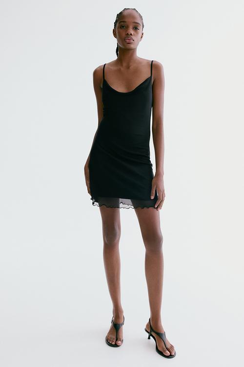 Mini mesh dress - black