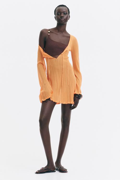 Padded-cup high leg swimsuit - dark brown