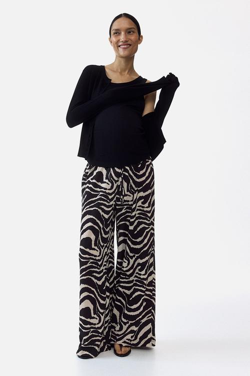 Mama before & after drawstring trousers - black/zebra print