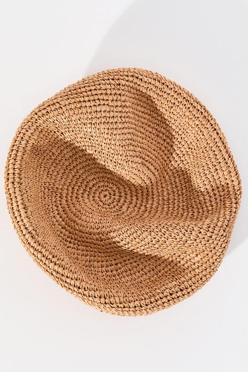 Straw beret - dark beige