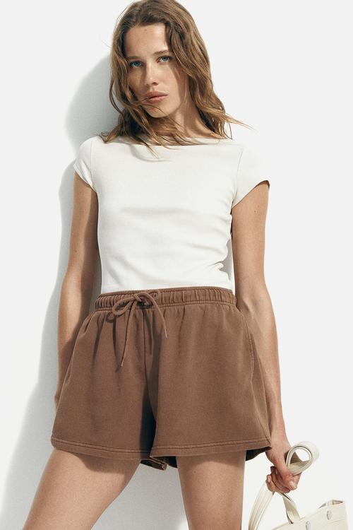 Drawstring sweatshorts - brown