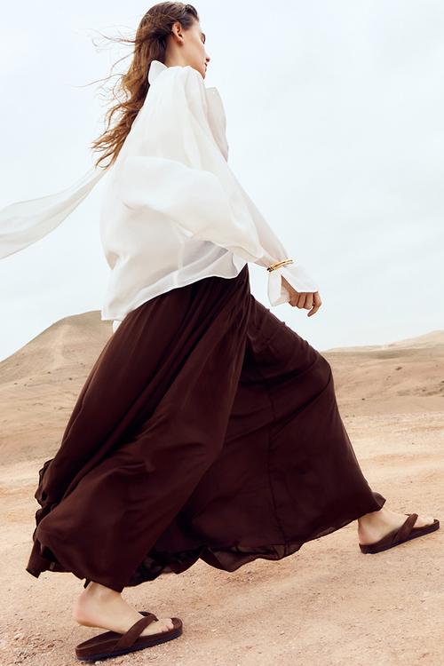 Gathered modal skirt - brown