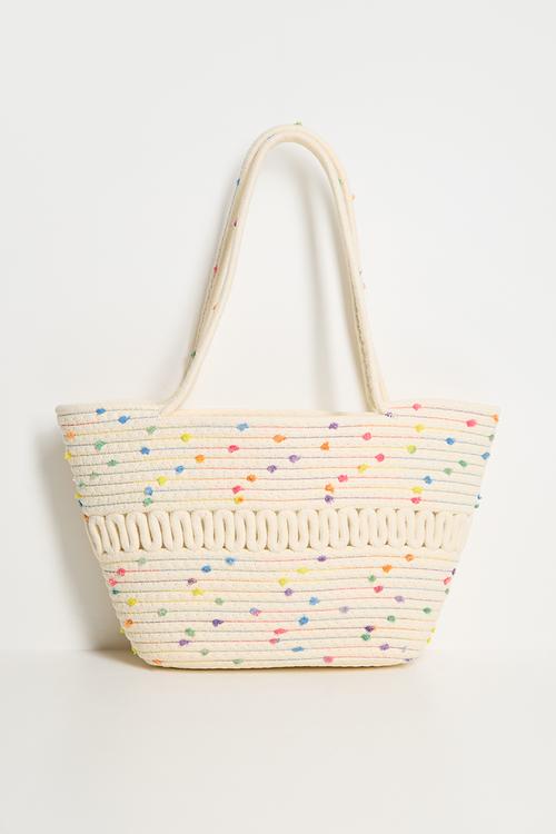 Confetti rope tote bag - cream