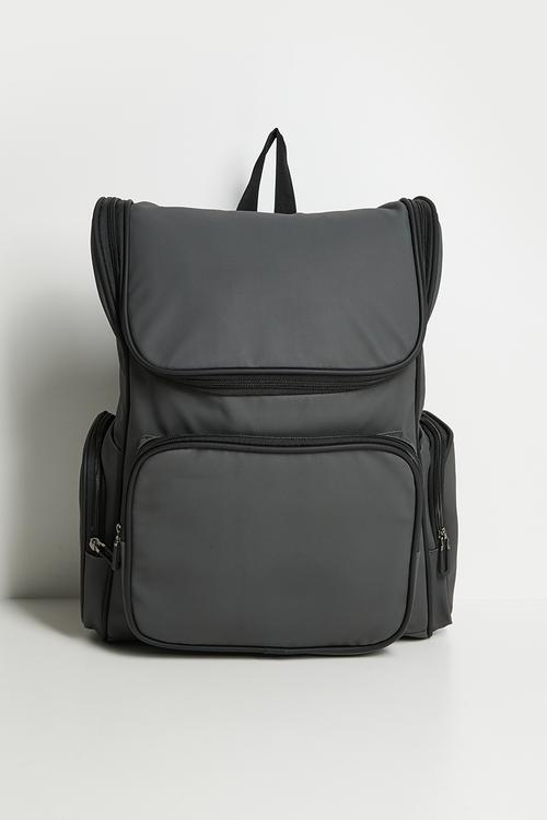 Sleek flap-top backpack - grey