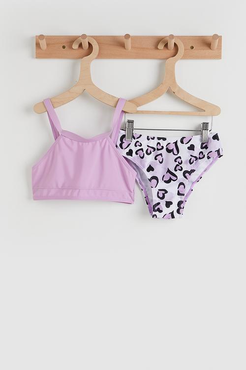 Tankini - light purple/leopard print
