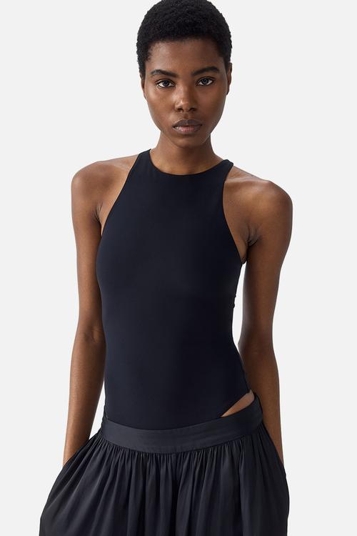Sleeveless thong body - black