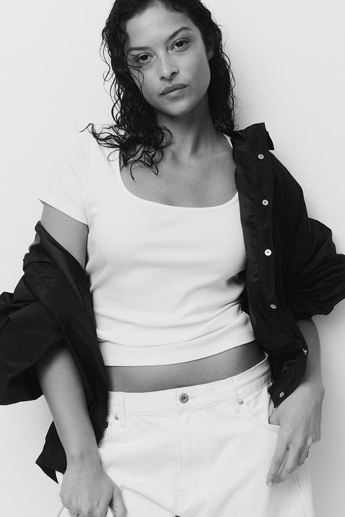 Ribbed cotton T-shirt - white