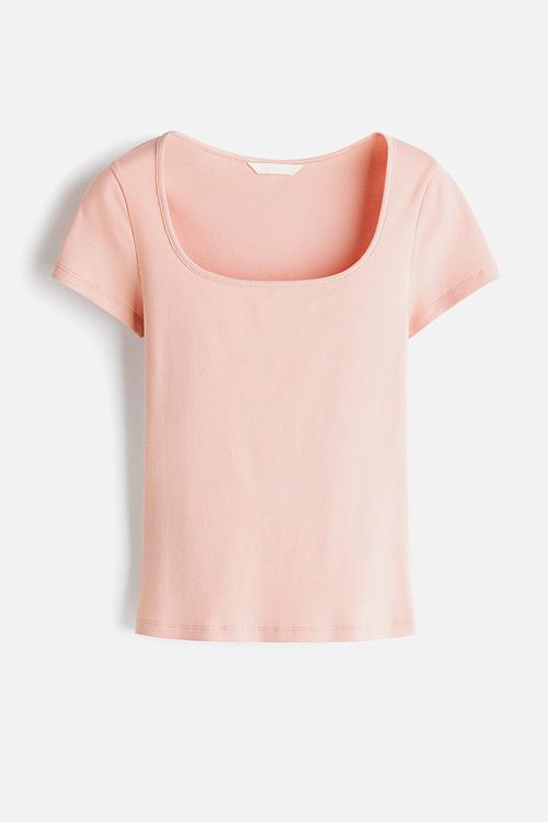 Ribbed cotton T-shirt - light pink