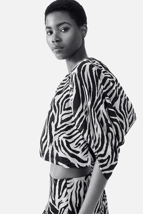 Chiffon top - beige/zebra print