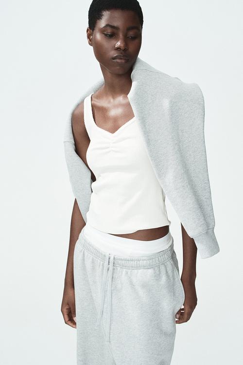 Ribbed cotton vest top - white