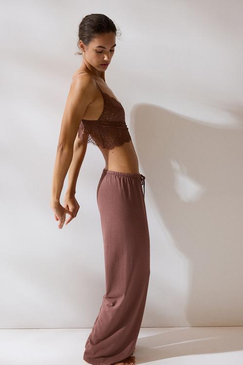 Viscose-blend pyjama bottoms - dark dusty pink