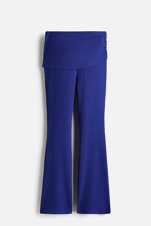 Crinkled layered trousers - bright blue