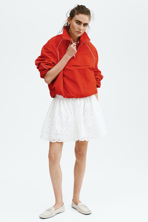 Broderie-anglaise drawstring skirt - white