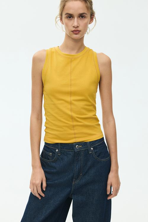 Flatlock-seam vest top - dark yellow