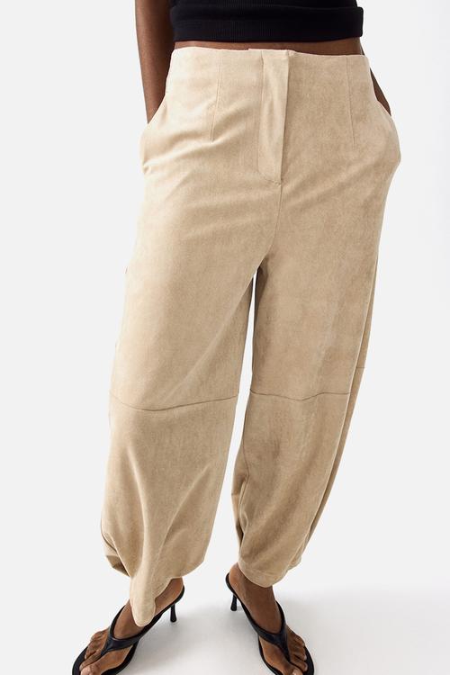 Barrel trousers - light beige