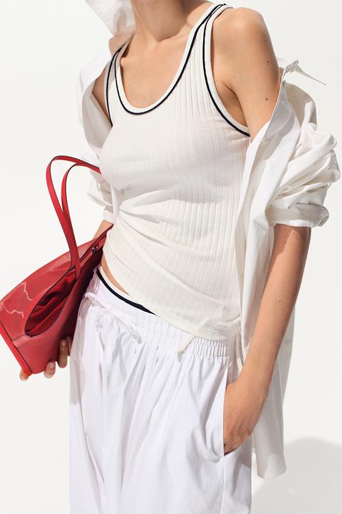 Rib-knit vest top - white