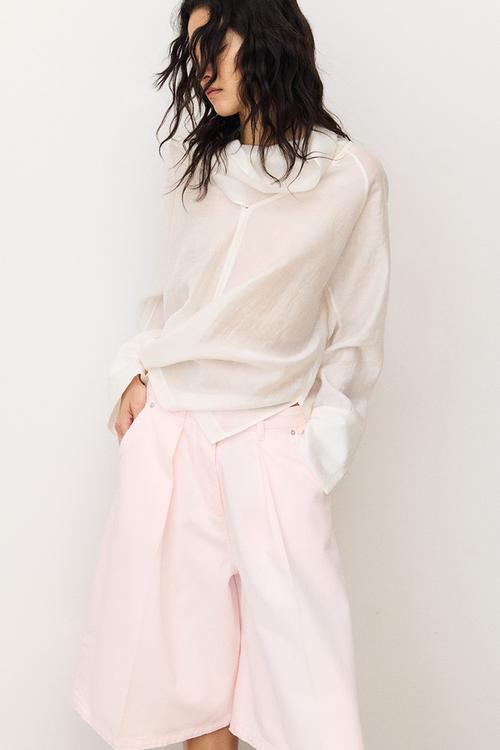 Denim bermuda shorts - light pink