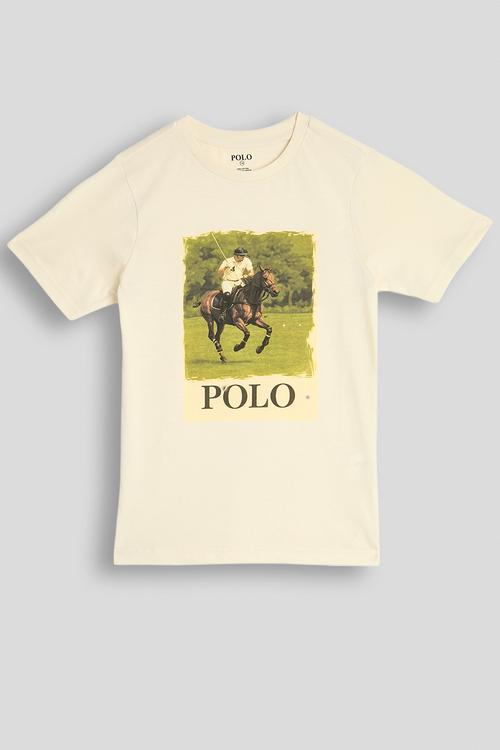 Boys Ashton Pony Printed Sport Short sleeve Tee - Light Stone