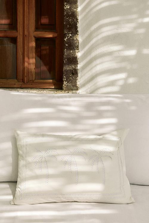 Broderie anglaise cushion cover - white