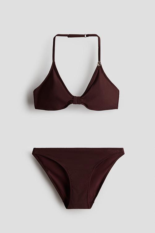 Charm-detail bikini - dark brown