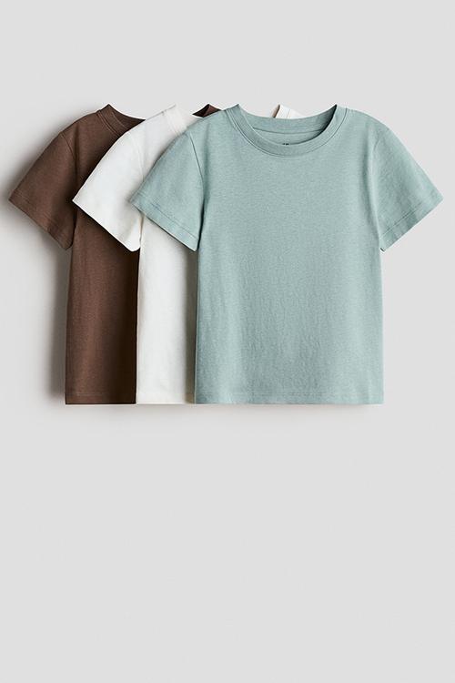 3-pack cotton t-shirts - light dusty turquoise