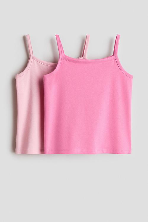 2-pack cotton strappy tops - pink