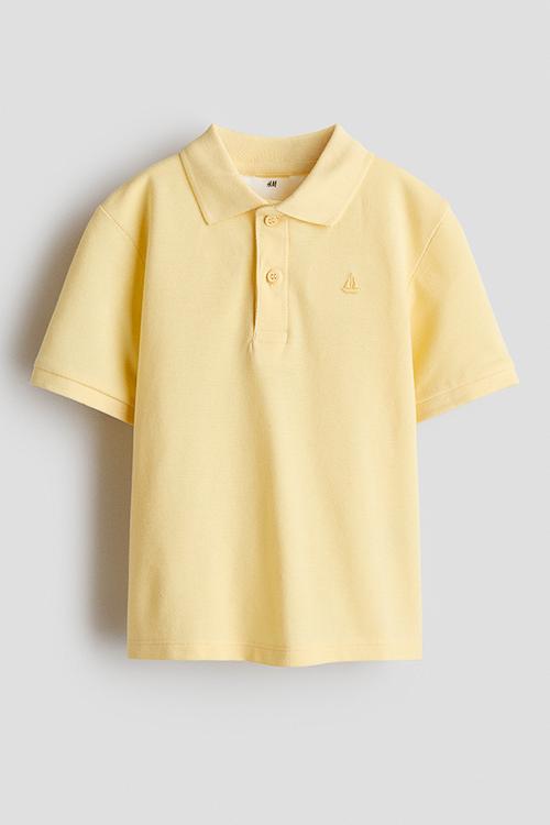 Embroidered-motif piqué polo shirt - yellow