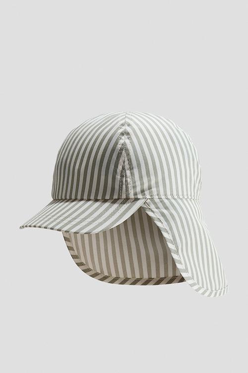 Cotton sun cap - light dusty green/striped