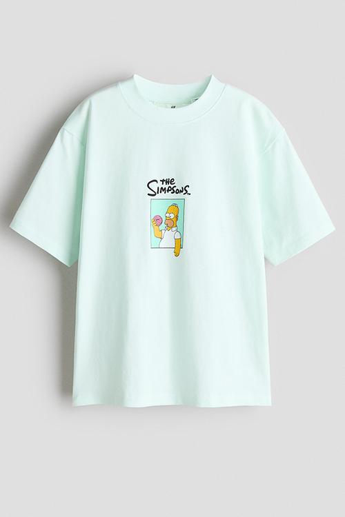 Printed T-shirt - light mint green/the simpsons