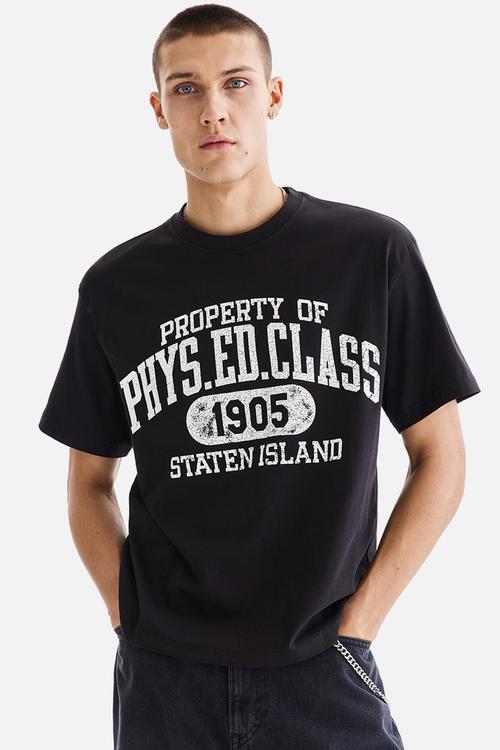 Relaxed fit printed t-shirt - black/phys. ed. class