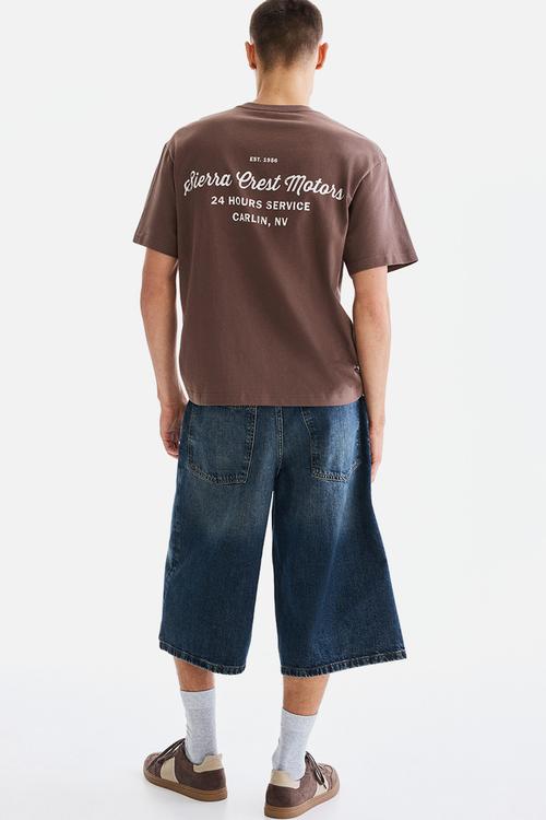 Relaxed fit printed t-shirt - brown/sierra crest motors