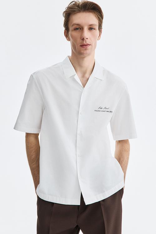 Relaxed fit printed resort shirt - white/palm desert