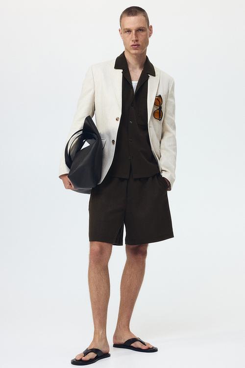 Relaxed fit interlock shorts - dark khaki green