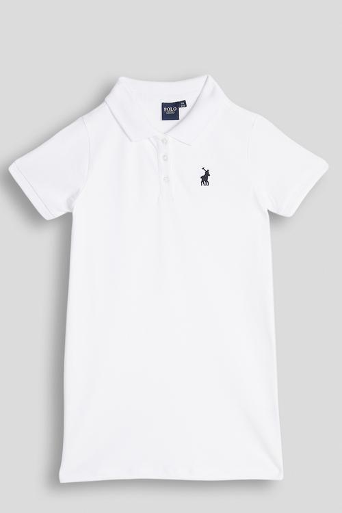 Girls Dakota Short sleeve Golfer Dress - White