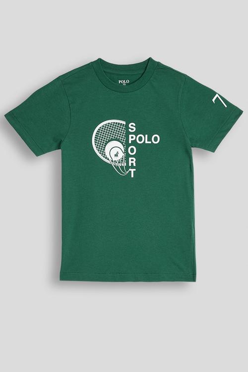 Boys Alistair Printed Sport Short sleeve Tee - Forest Green