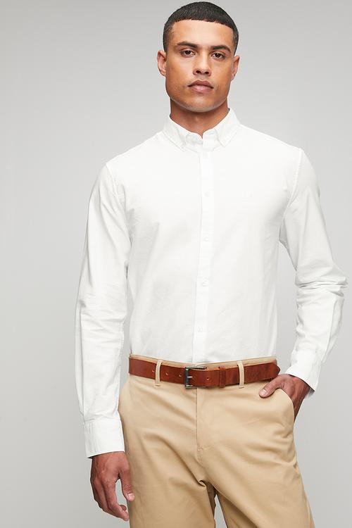 MENS LS CLASSIC PLAIN OXFORD SHIRT - White