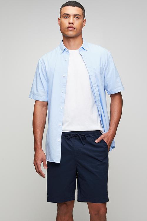 MENS PEACHED SHORTS ELASTICATED WB - Navy