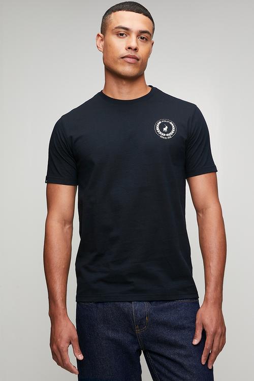 Mens crew neck logo printed short sleeve tee - black