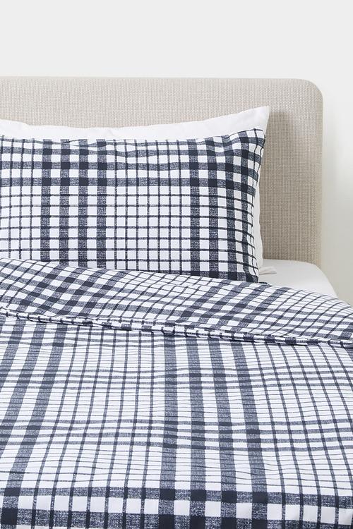 Orion Check Cotton Blend Kids Duvet Set - Navy