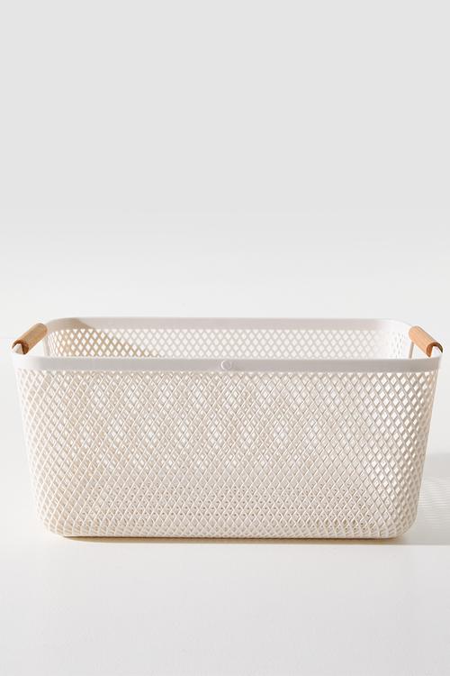 Multi basket wbeachwood handles white